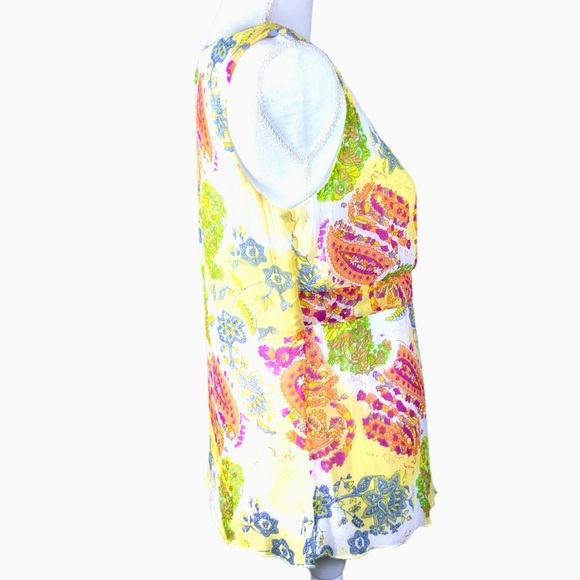 AMI Top Sleeveless Blouse Faux Wrap front Empire Waist Semitransparent Lined LG - Picture 6 of 16